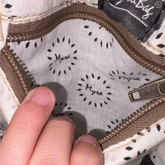 Myra Bag Beige Southwestern Drawstring Tote with Leather Trim - Picture 7 of 11